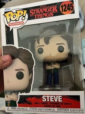 Steve Funko Pop! Stranger Things Box Art — Black, Red, White, Blue